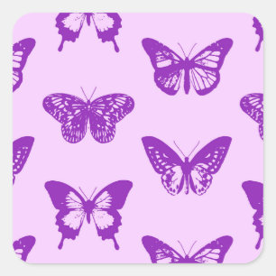 Schmetterlingskizze, Orchideenrosa und Violett Quadratischer Aufkleber