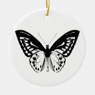 Schmetterlingskizze, schwarz-weiß keramikornament