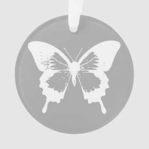 Schmetterlingskizze, silbergrau und weiß ornament