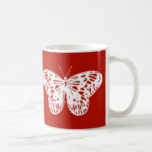 Schmetterlingskizze, tiefrot und weiß tasse