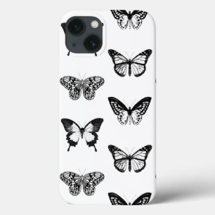 Schmetterlingskizze, weiß und schwarz Case-Mate iPhone hülle