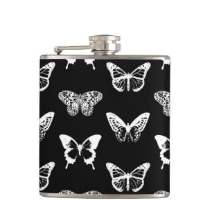 Schmetterlingskizze, weiß und schwarz flachmann