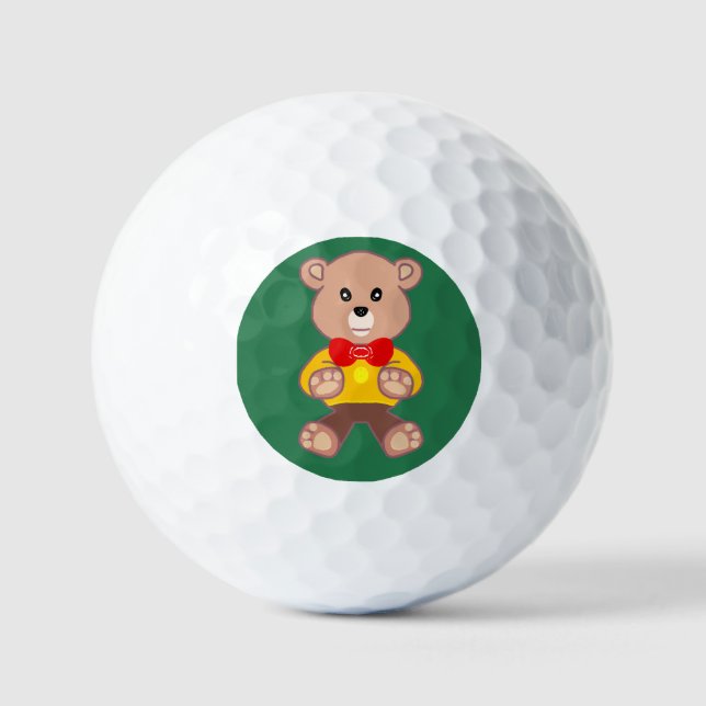 Schmetterlingskrawatten-Teddybär auf Grün  Golfball (Vorderseite)