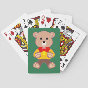 Schmetterlingskrawatten-Teddybär auf Grün Spielkarten