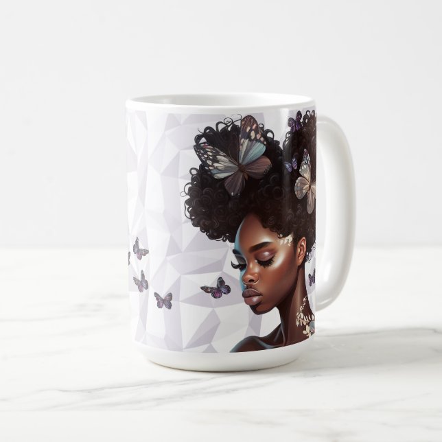 Schmetterlingskronen-Serenitätskunst Kaffeetasse (VorderseiteRechts)