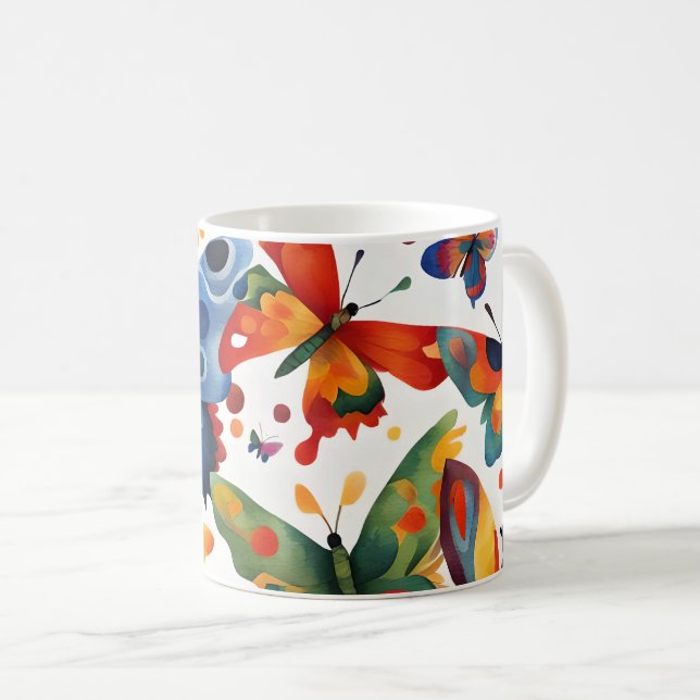 Schmetterlingskunst Kaffeetasse (VorderseiteRechts)