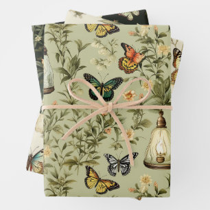 Schmetterlingslaternen Botanischer Garten Geschenkpapier Set