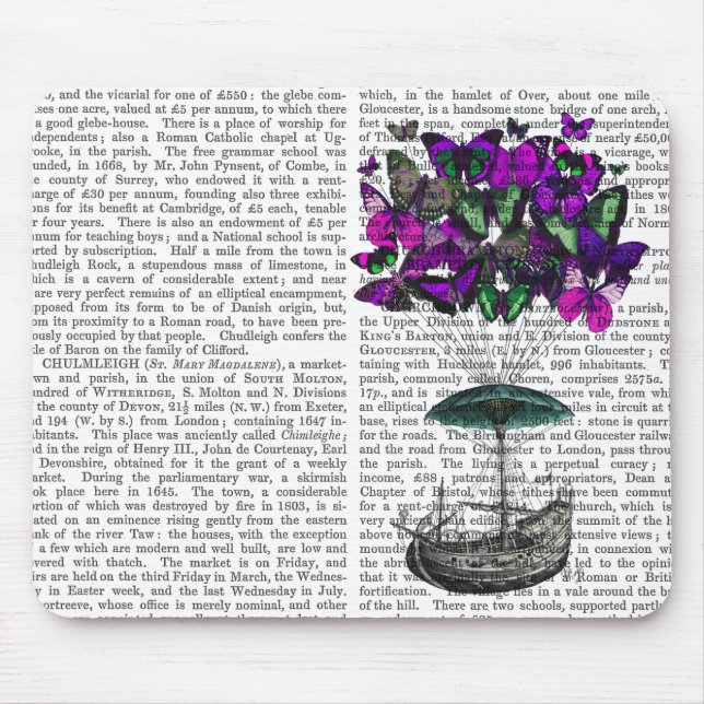 Schmetterlingsluftschiff 2 Lila und grün Mousepad (Vorne)