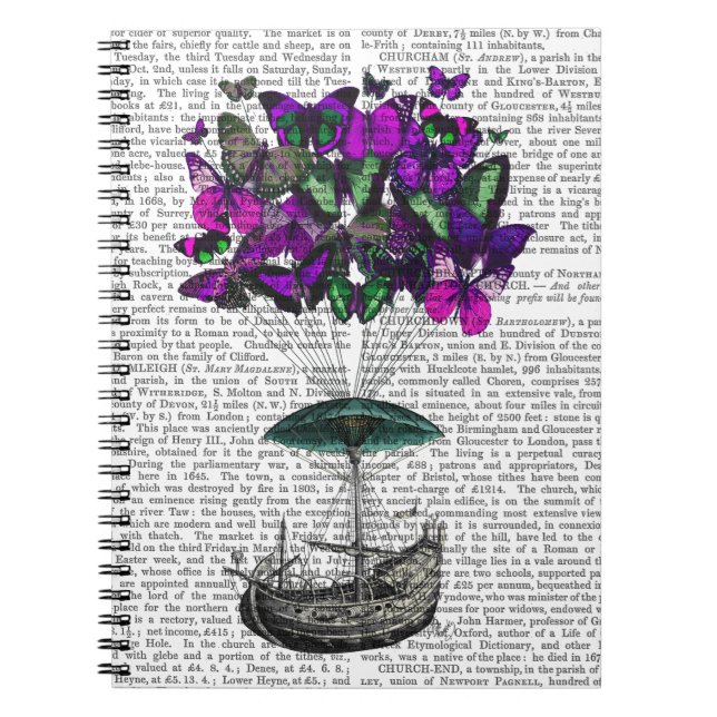 Schmetterlingsluftschiff 2 Lila und grün Notizblock (Vorderseite)