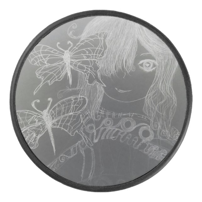 Schmetterlingsmädchen  eishockey puck (Vorderseite)