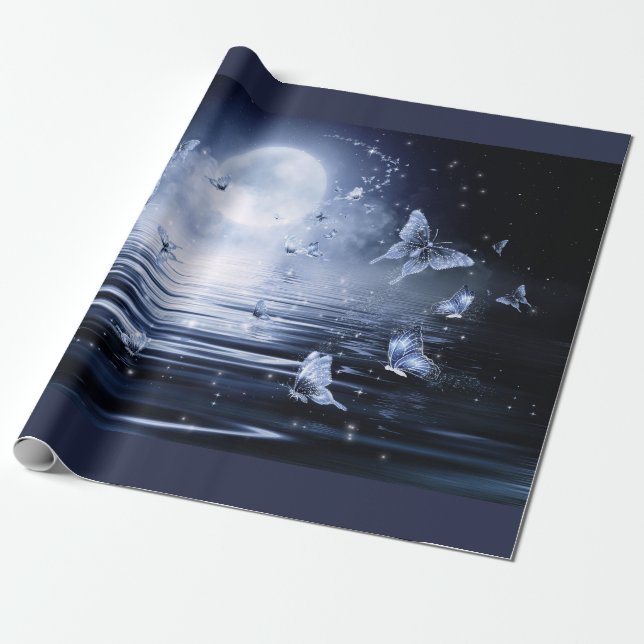 Schmetterlingsmondflug Geschenkpapier (Ungerollt)