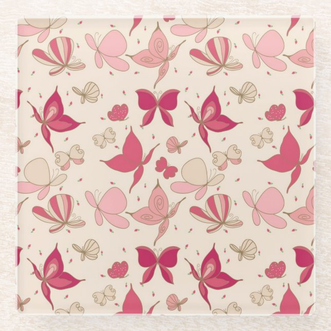 Schmetterlingsmuster 3 glasuntersetzer (Vorderseite)