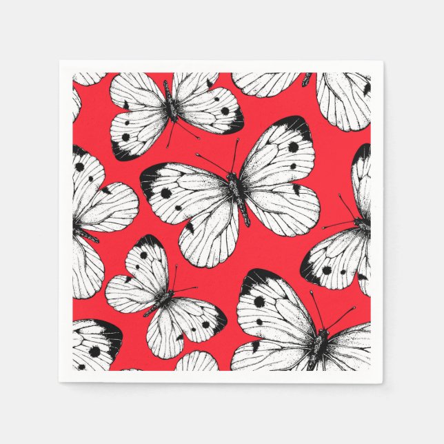 Schmetterlingsmuster aus Kohl in Rot Serviette (Vorderseite)