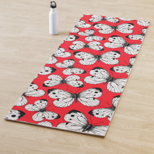 Schmetterlingsmuster aus Kohl in Rot Yogamatte