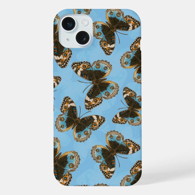 Schmetterlingsmuster Blaue Stiefmütterchen iPhone Hülle (Rückseite)