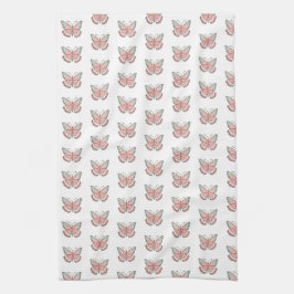 Schmetterlingsmuster Einfach Modernes Rosa Geschirrtuch