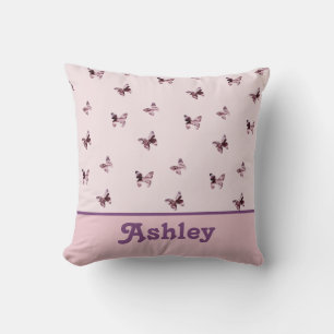 Schmetterlingsmuster Hübsches Rosa Satin Mädchen K Kissen