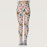 Schmetterlingsmuster Leggings<br><div class="desc">Die Leggings der Schmetterlingsmuster für die Mädchen und die Klatschfliege sind in pink, gelb und blau auf rosa Untergrund dargestellt. Es gibt auch grüne Blätter.</div>