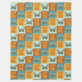 Schmetterlingsmuster-Liebe | Blau und Orangen Grad Fleecedecke