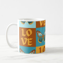 Schmetterlingsmuster-Liebe | Blau und Orangen Grad Kaffeetasse