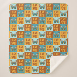 Schmetterlingsmuster-Liebe | Blau und Orangen Grad Sherpadecke