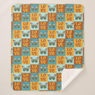 Schmetterlingsmuster-Liebe Blau und Orangen Grad Sherpadecke