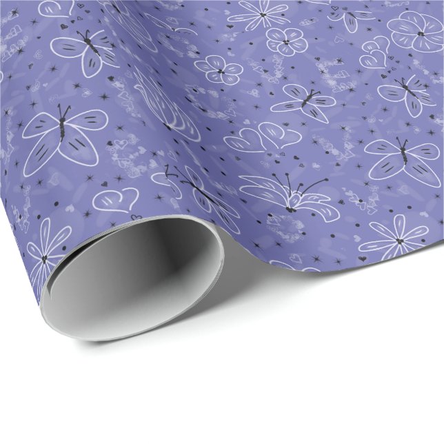 Schmetterlingsmuster LIEBE - nahtlos. Geschenkpapier (Rolleneckpunkt)