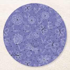 Schmetterlingsmuster LIEBE - nahtlos. Runder Pappuntersetzer