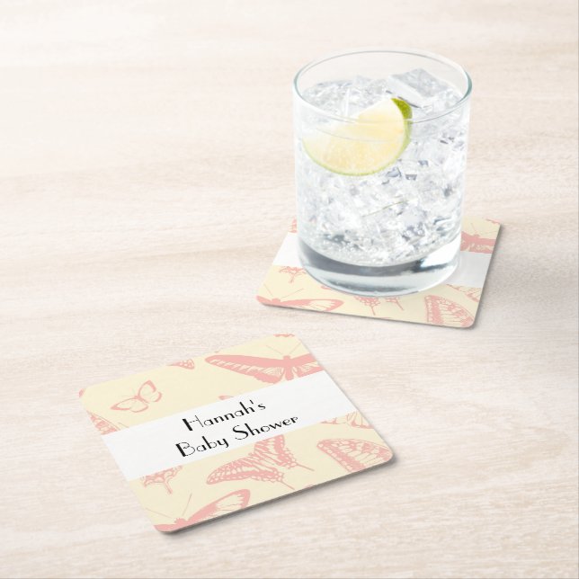 Schmetterlingsmuster, rosa Schmetterlinge, Babydus Rechteckiger Pappuntersetzer (Vor Ort)