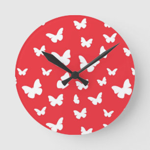 Schmetterlingsmuster Runde Wanduhr