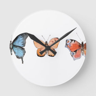 Schmetterlingsmuster Runde Wanduhr