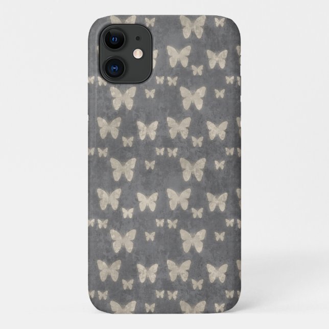 Schmetterlingsmuster, Schmetterlingsmuster, grau Case-Mate iPhone Hülle (Rückseite)