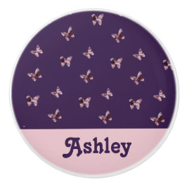 Schmetterlingsmuster Schönes weibliches Pink-Tier Keramikknauf