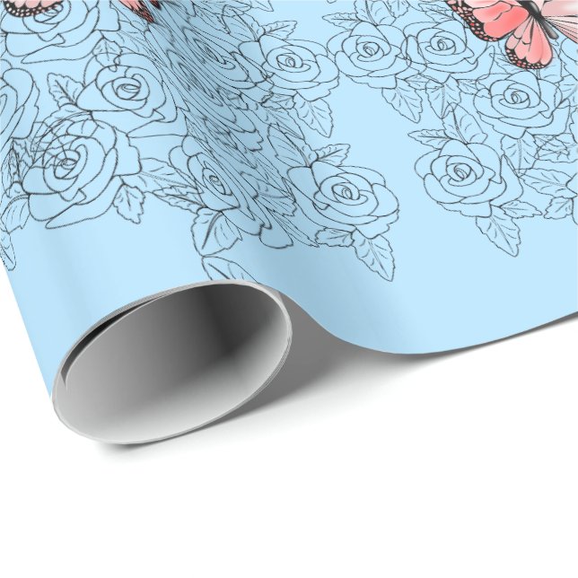 Schmetterlingspapier Geschenkpapier (Rolleneckpunkt)
