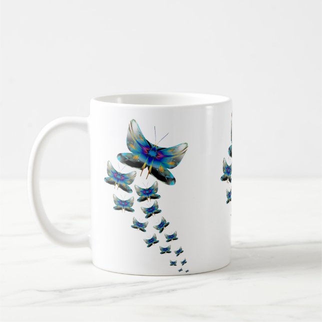 Schmetterlingsparade-Tasse – Lebendiger Flug in Fa Kaffeetasse (Links)