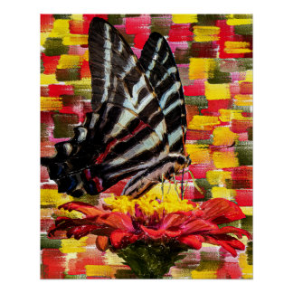 Schmetterlingsplatte auf der Blume Poster