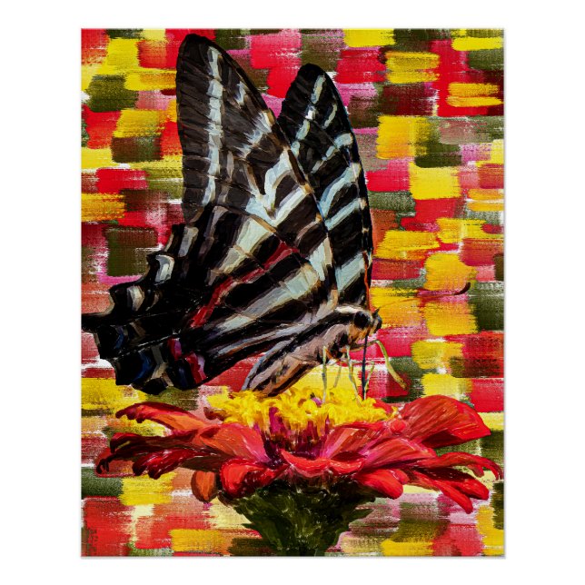 Schmetterlingsplatte auf der Blume Poster (Vorderseite)