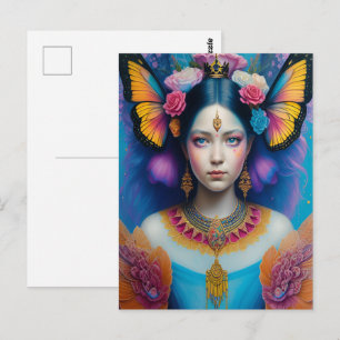 Schmetterlingsprinzessin mit winziger Krone Postkarte