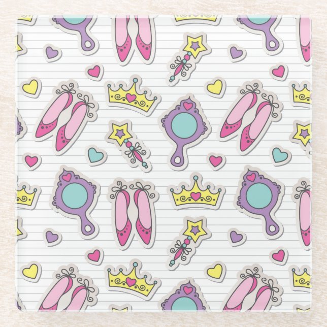 Schmetterlingsprinzessinmuster Glasuntersetzer (Vorderseite)