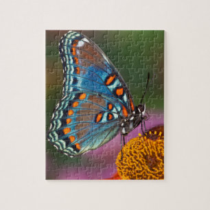 Schmetterlingsprofil auf einer Blume Puzzle