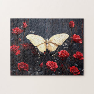 Schmetterlingsruhen unter dynamischen Rote Rosen Puzzle