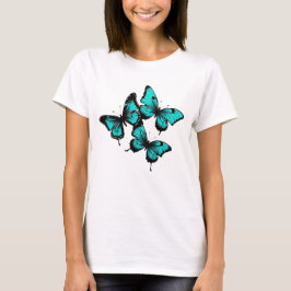 Schmetterlingsschmetterlinge farbenfrohe Aquamarin T-Shirt