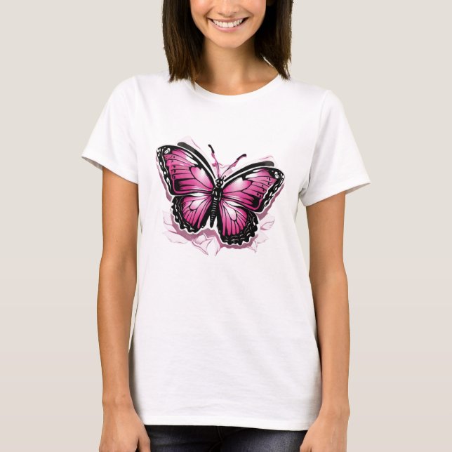 Schmetterlingsschmetterlinge farbenfrohe rosa Fuch T-Shirt (Vorderseite)