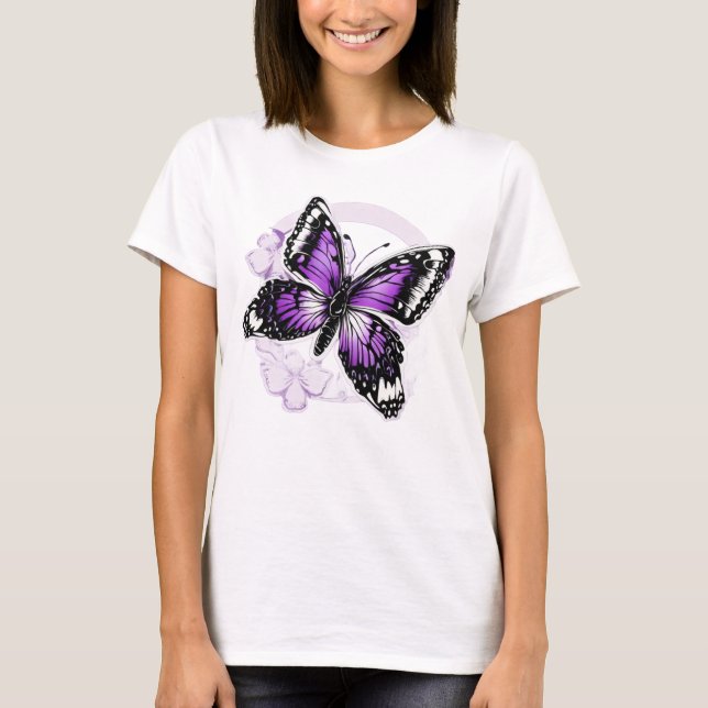 Schmetterlingsschmetterlinge Lila Farbe des violet T-Shirt (Vorderseite)