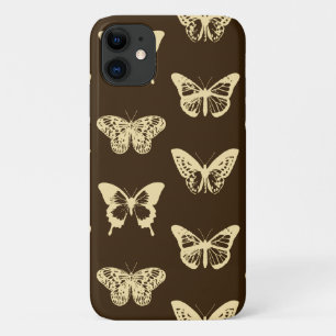 Schmetterlingsskizze, beige auf schokoladenbraun Case-Mate iPhone hülle