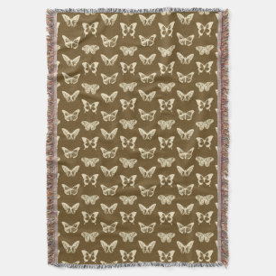 Schmetterlingsskizze, beige auf schokoladenbraun decke