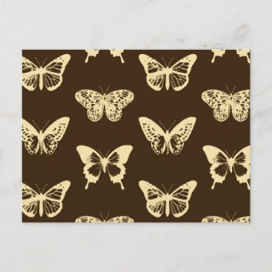 Schmetterlingsskizze, beige auf schokoladenbraun postkarte