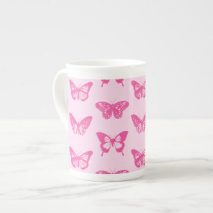 Schmetterlingsskizze, hellrosa und fuchsia prozellantasse