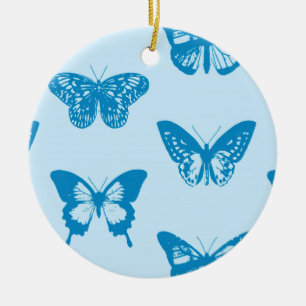 Schmetterlingsskizze, himmelblau und azurblau keramikornament
