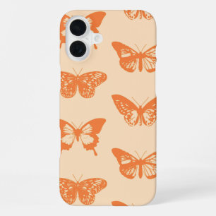 Schmetterlingsskizze, korallenorange iPhone 16 plus hülle